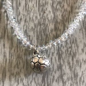 Soccer ball bracelet 7.5” iridescent glass beads